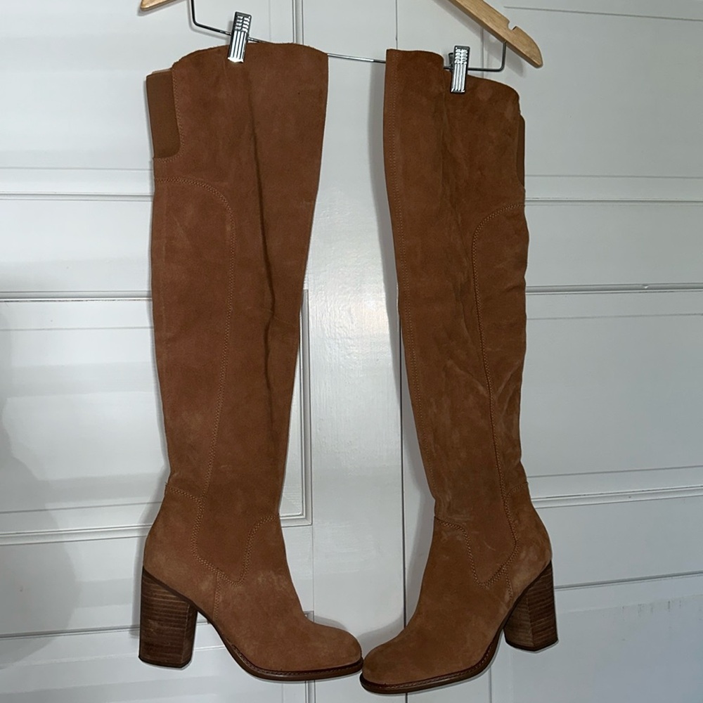 Brown Suede Knee-High Boots